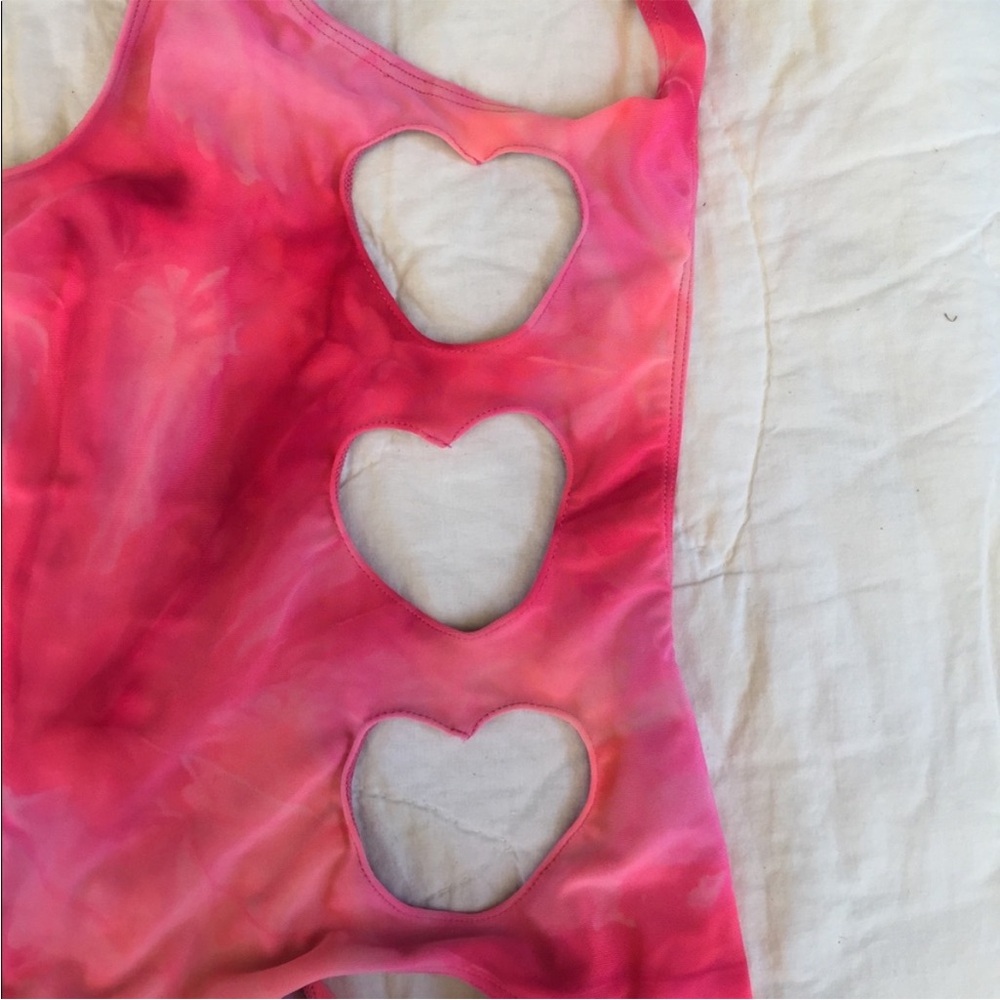 Lolli one piece heart cut out tie dye swim suit